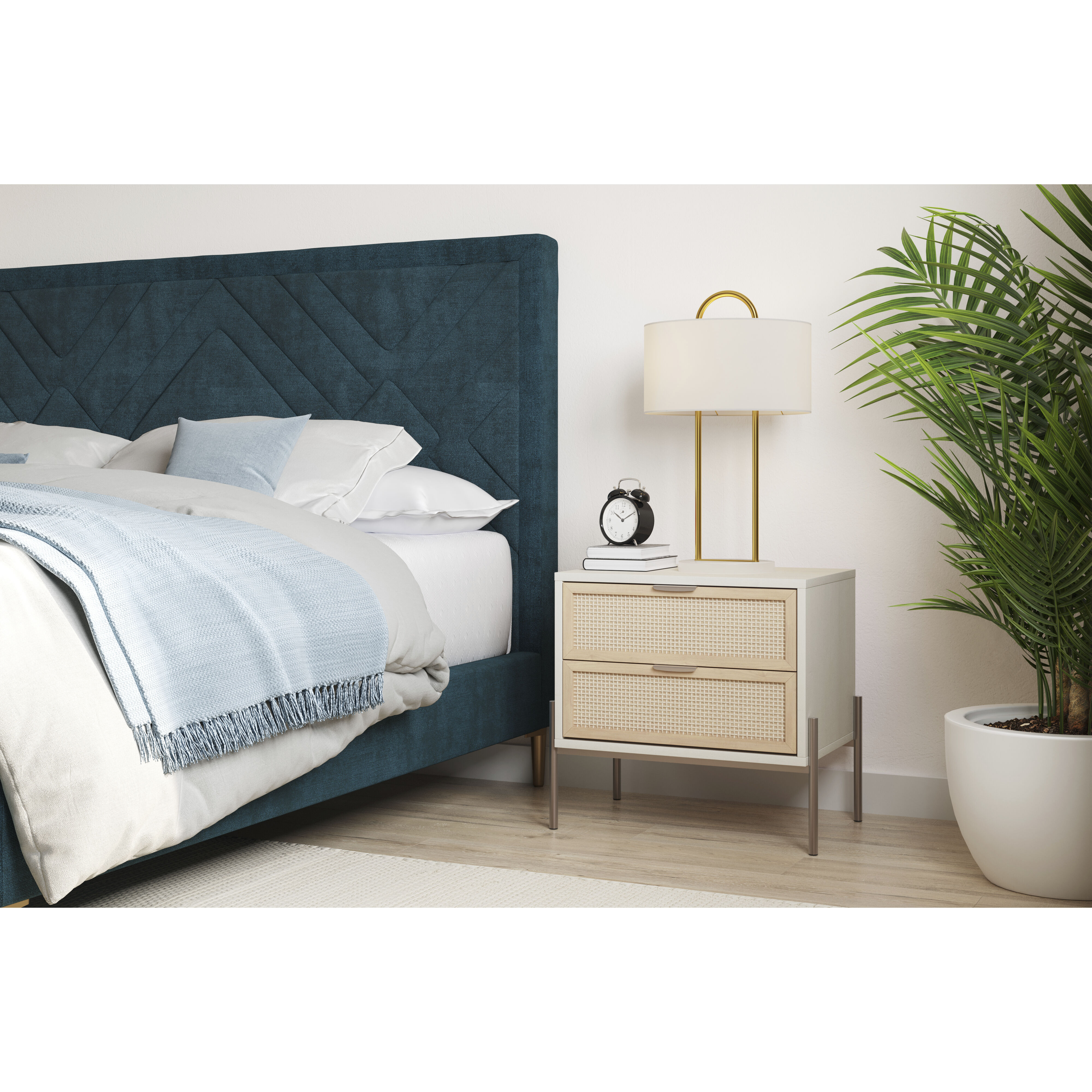 Avida 25.75 X 24 inch Champagne Gold / Cream/Natural Night Stand